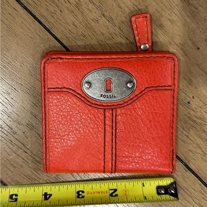 Fossil Red Leather Mini Wallet
